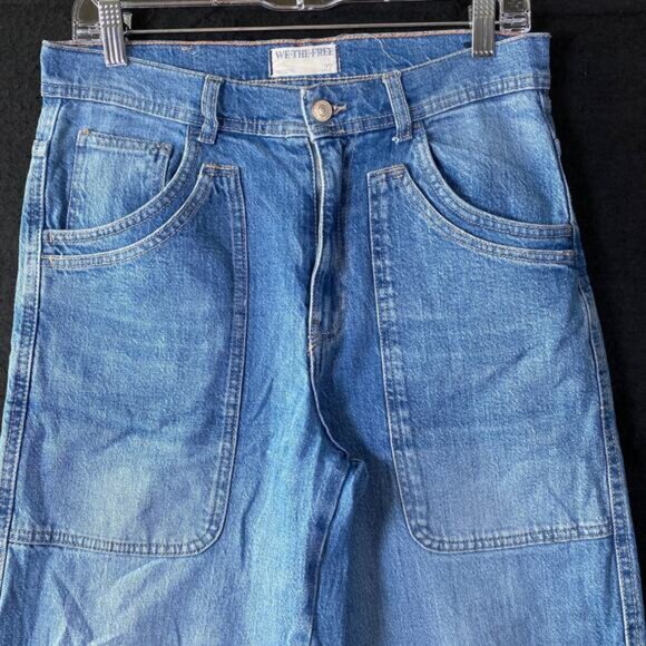 We The Free Womens Jeans Blue Denim Piper Crop Wide Leg Stretch 27 - Picture 3 of 12